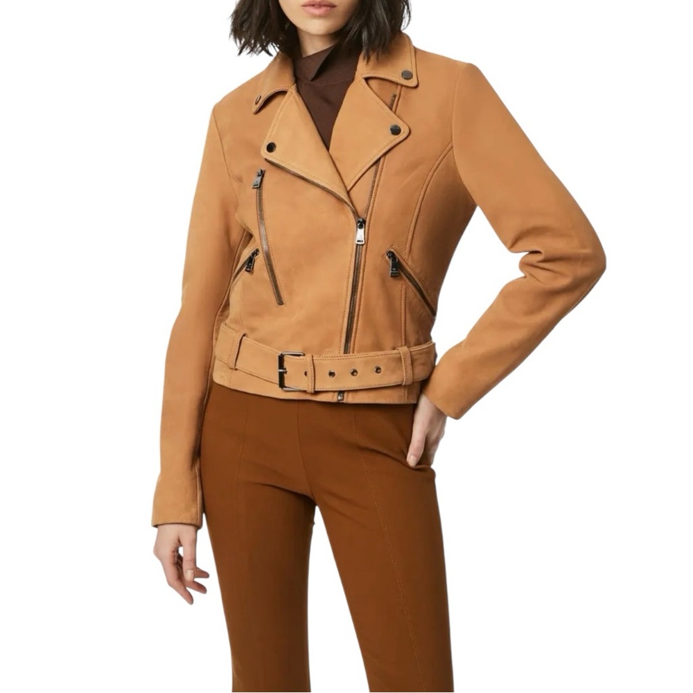 Bernardo Spessa Genuine Leather Moto Jacket XS Cognac Brown NWT $398